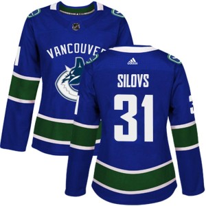 Arturs Silovs Women's Adidas Vancouver Canucks Authentic Blue Home Jersey