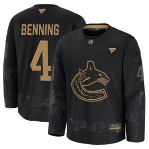 Jim Benning Youth Fanatics Vancouver Canucks Premium Black 2024 Military Appreciation Practice Jersey