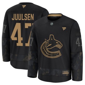 Noah Juulsen Youth Fanatics Vancouver Canucks Premium Black 2024 Military Appreciation Practice Jersey