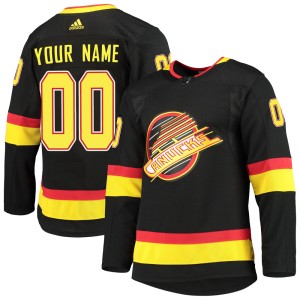 Custom Youth Adidas Vancouver Canucks Authentic Black Custom Alternate Primegreen Pro Jersey