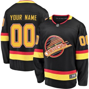 Custom Men's Fanatics Branded Vancouver Canucks Premier Black Custom Breakaway 2019/20 Flying Skate Jersey
