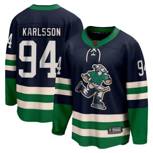 Linus Karlsson Youth Fanatics Branded Vancouver Canucks Breakaway Navy Special Edition 2.0 Jersey