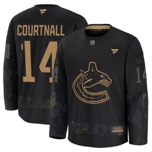 Geoff Courtnall Men's Fanatics Vancouver Canucks Premium Black 2024 Military Appreciation Practice Jersey