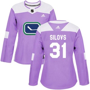 Arturs Silovs Women's Adidas Vancouver Canucks Authentic Purple Fights Cancer Practice Jersey