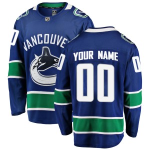 Custom Youth Fanatics Branded Vancouver Canucks Breakaway Blue Custom Home Jersey